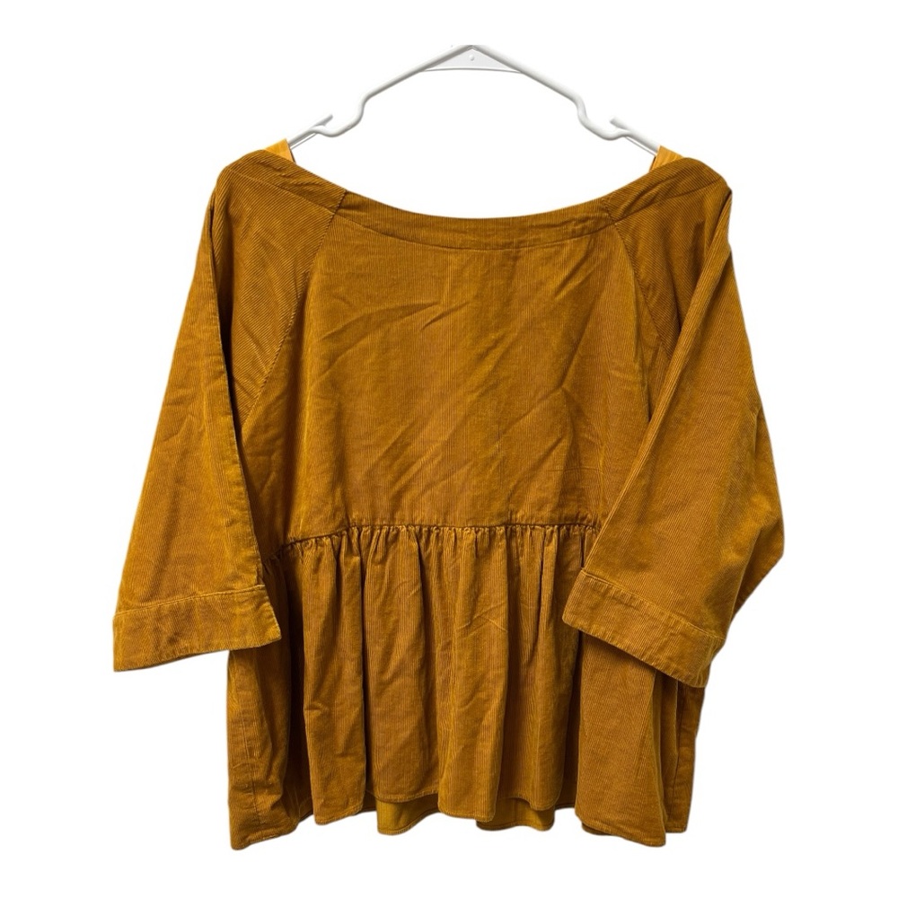 Maeve Maria Babydoll Gold Peplum Corduroy Top NWT